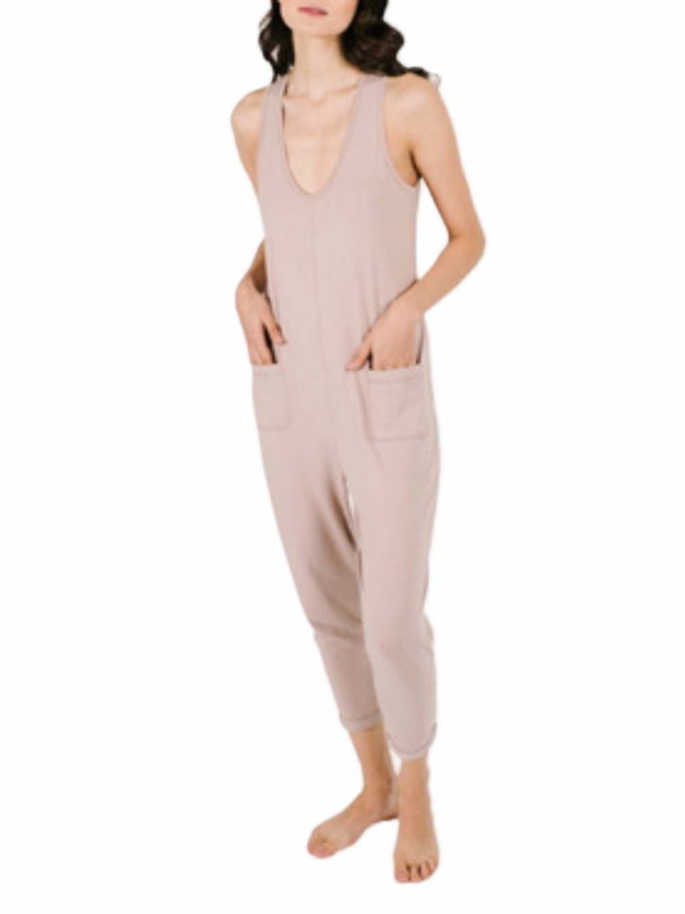Smash + Tess Size XL Saturday Romper Jumpsuit Fawn + Tote Sleeveless  24” Inseam